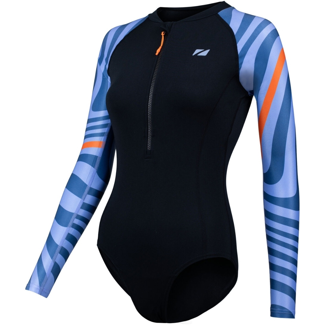 2025 ZONE3 Da Donna Costume Da Bagno A Maniche Lunghe OWS Renew SW25WOWSLS101 - Black / Multi Blue